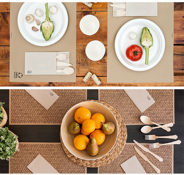 Manteles, servilletas y productos reciclables